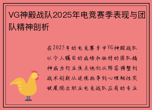 VG神殿战队2025年电竞赛季表现与团队精神剖析
